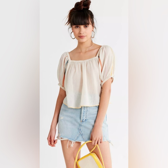 Urban Outfitters Tops - UO Urban Outfitters NWT Womens Embroidered Balloon Sleeve Blouse Top S $49 White